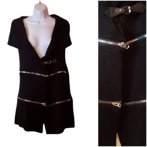 SIONI duster vest zipper decoration